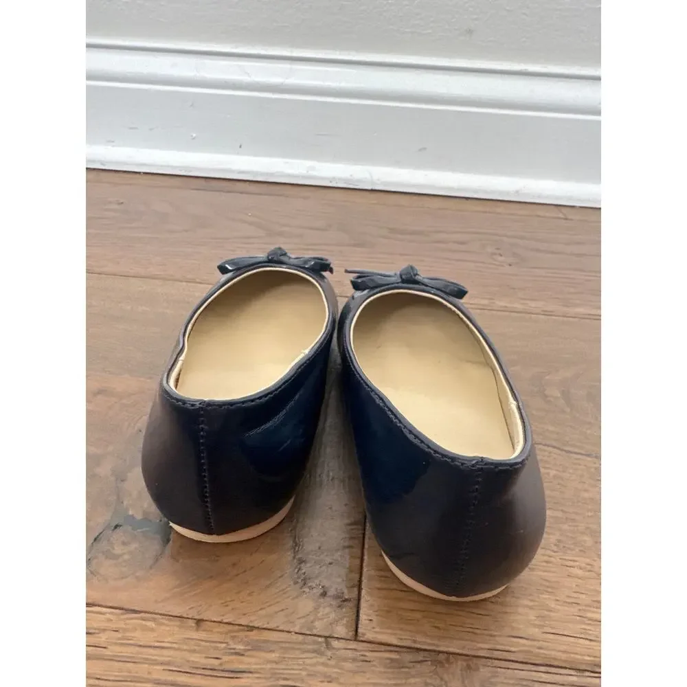 Janie and Jack Patent Bow Ballet Flats Shoes Navy Blue Girls Size 10